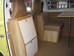 Specialist VW Volkswagen Campervan Wood Cabinets Interiors and Seat Retrim Service CCR Auto Trim