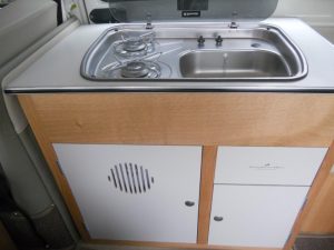 Lukes Pale Rider Campervan Bespoke Wood Cabinets Built in Sink Seat and Interior Retrim CCR Auto Trim