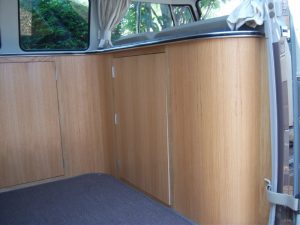 Specialist VW Volkswagen Campervan Wood Cabinets Interiors and Seat Retrim Service CCR Auto Trim